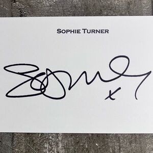 SOPHIE TURNER Signed 3x5 Card / GAME OF THRONES Sansa Stark / X-MEN MOVIES / Coa